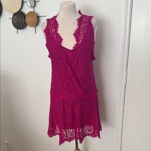 Free People Fuchsia Lace Sleeveless Dress